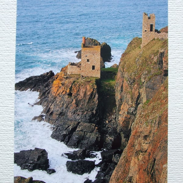 Photographic greetings card of Botallack Tin Mine, from the coast path.