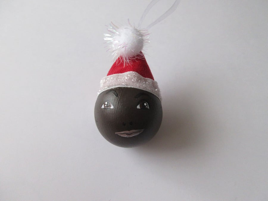 Christmas Folk Bauble Tree Decoration in Santa Hat