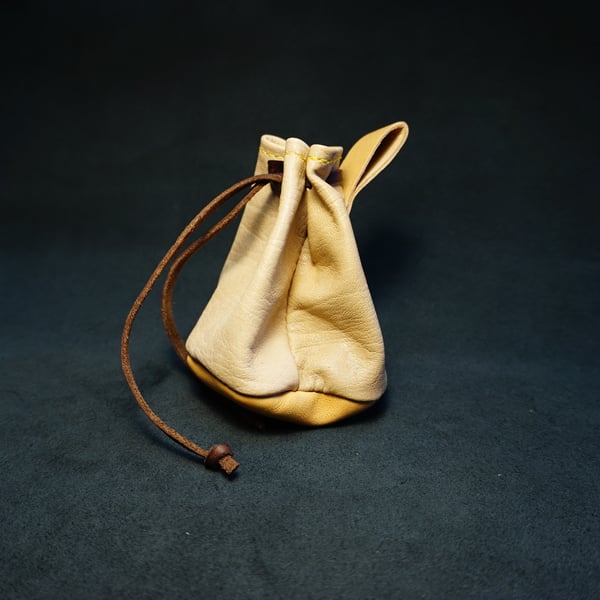 Handmade Goat Leather Coin Pouch – Drawstring Leather Purse