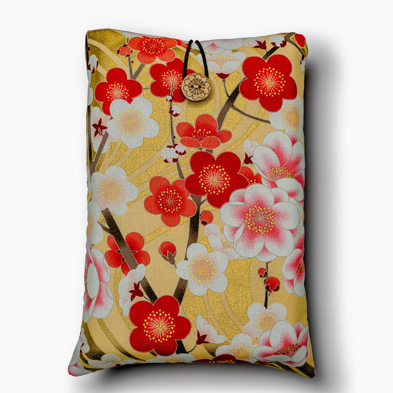 Plum Blossom Book Sleeve – Japanese Cotton Book Protector with Coconut Button