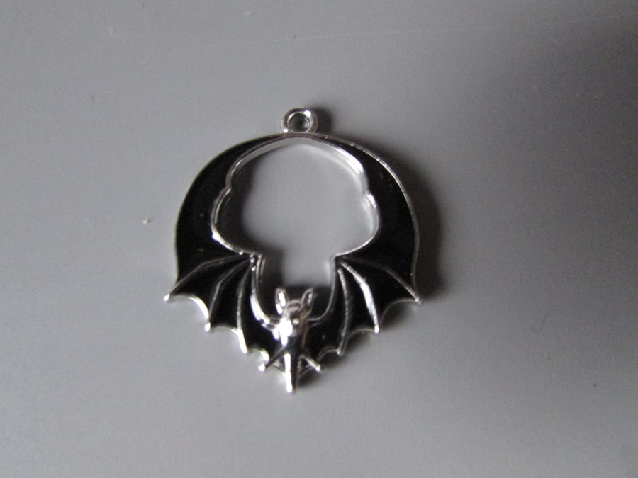 Silver and Black Bat Tibetan Jewellery Charm