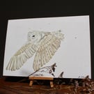 Barn Owl Watercolour Print A4