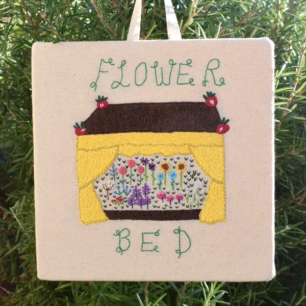 "Flower Bed" embroidered picture.