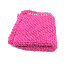 Hand Knit Cotton Dishcloth Hot Pink 