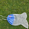 Fun Blue Fish shape drawstring bag