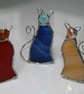 Handmade freestanding stained glass cats