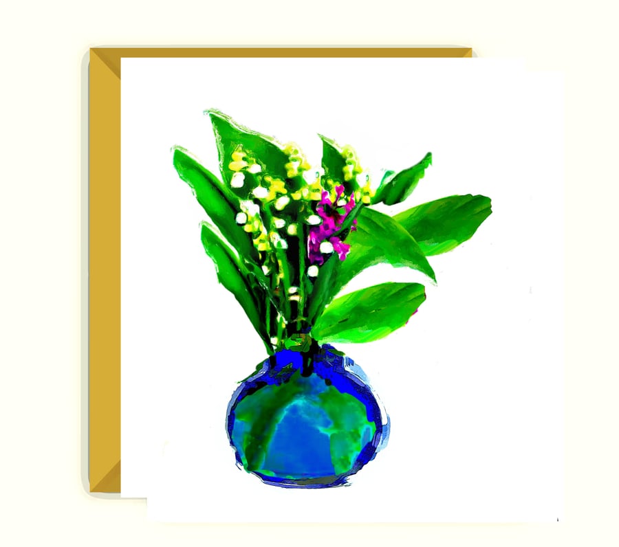 Lily of the Valley Flowers in a Vase Greeting, Birthday Card