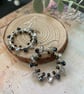 Black and silver wire wrapped hoop earring, boho dangle earrings, teen girl gift - Image 4