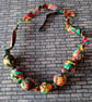 Multicoloured Abstract Vintage Fabric Bead Necklace - Image 3
