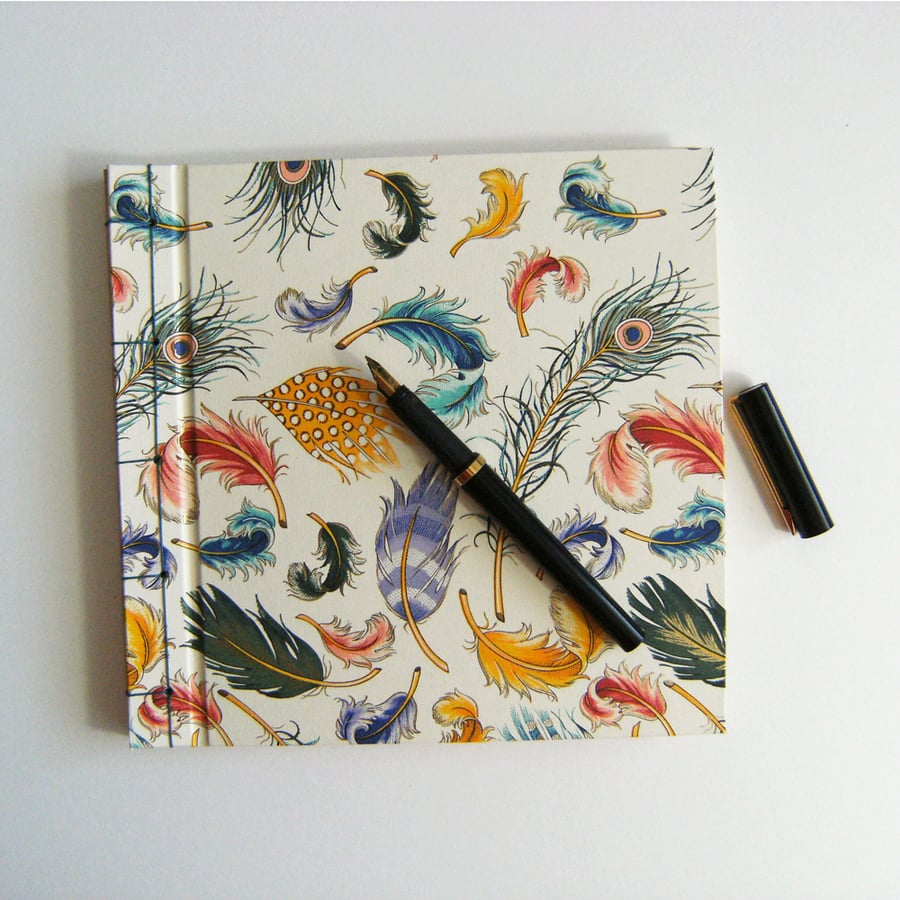 Guest Book Floating Feathers  Hand Bound Book