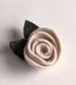 Pearl coloured rose brooch: upcycled wool felt - Image 3