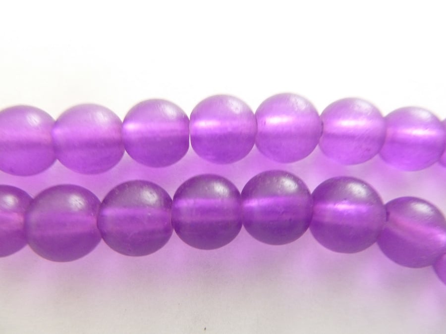 SALE 8mm purple frosted beads