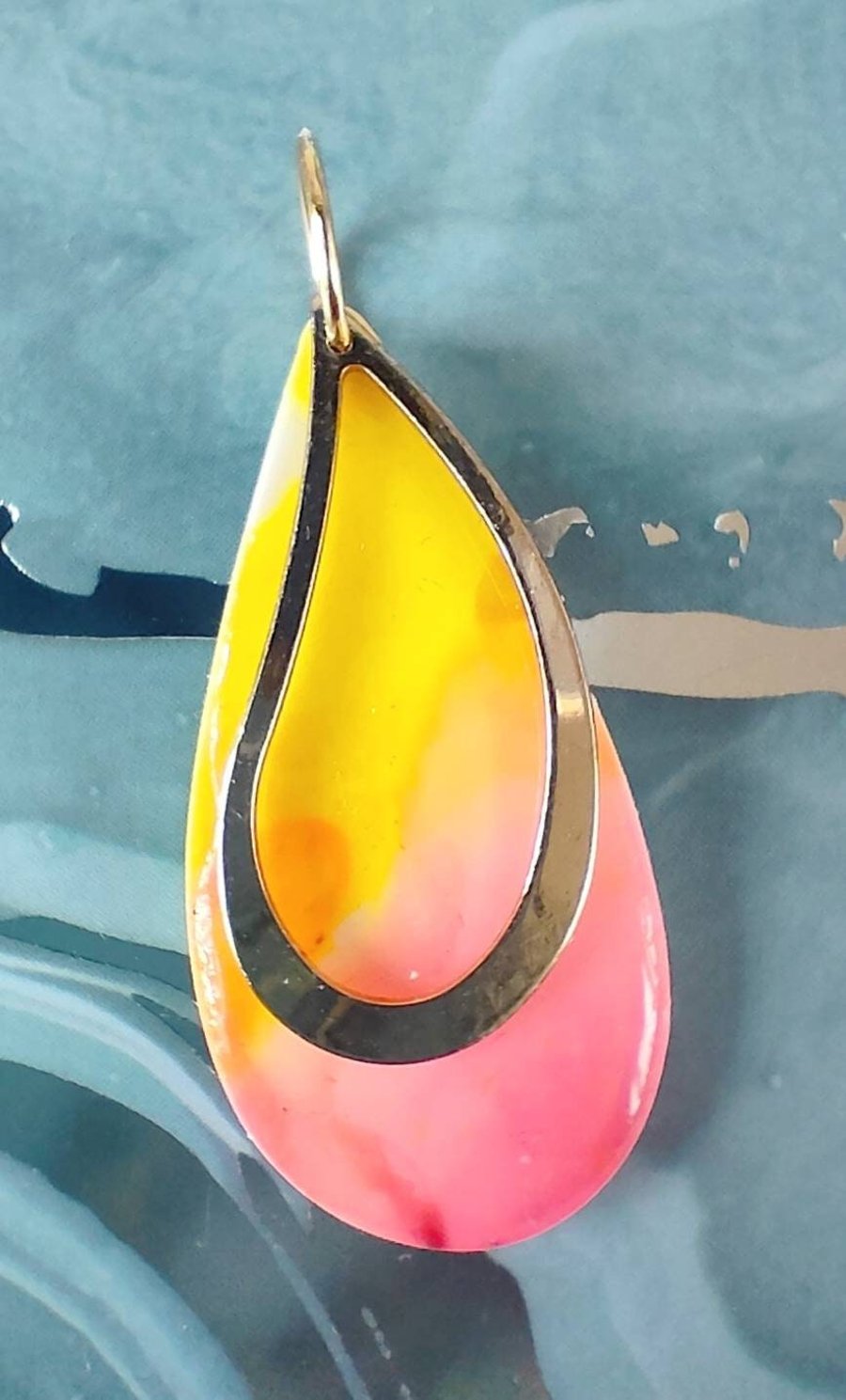 Alcohol Ink & Polymer Clay Teardrop Pendant