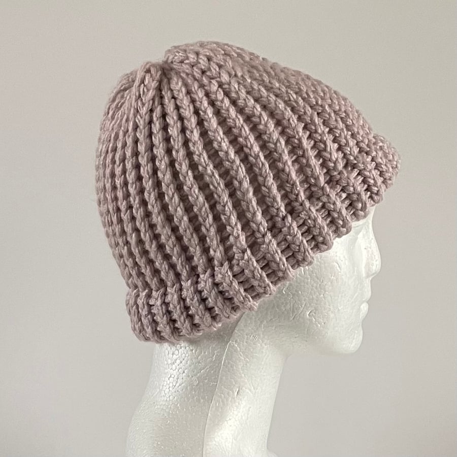 Chunky Winter Unisex Hat with a Fixed Brim, perfectly imperfect 