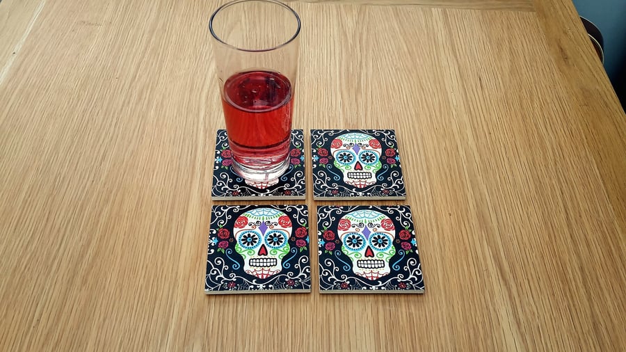 skull coasters - sugar skull gifts