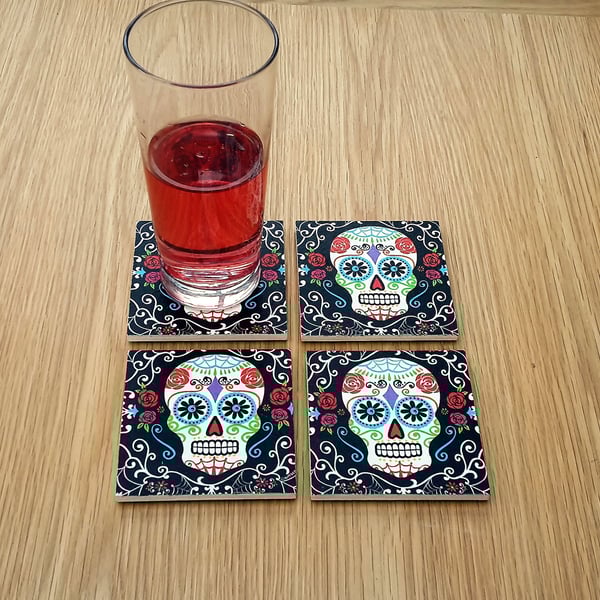 skull coasters - sugar skull gifts