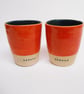 Tumblers Pair of London logo in Coral red and Tidepool Green. - Image 1