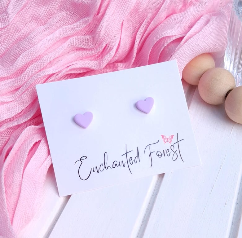 Mini Lilac Heart Stud Earrings, Minimalist Jewellery, Accessories & Gifts
