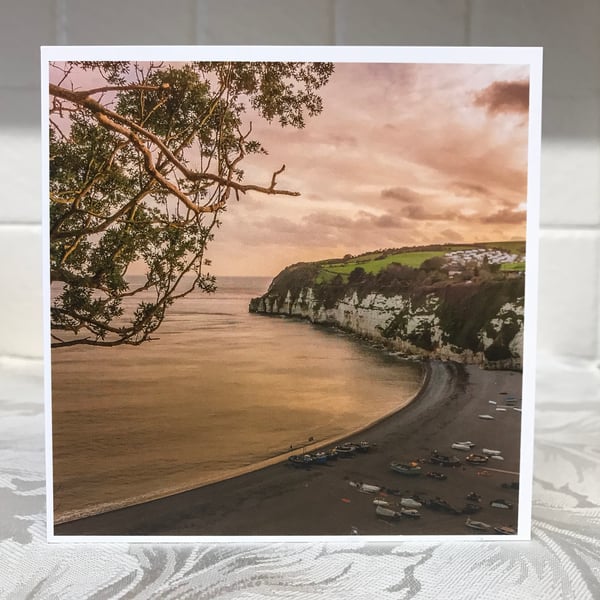 Photographic Greetings Card - Fishing Boats at Beer, Devon