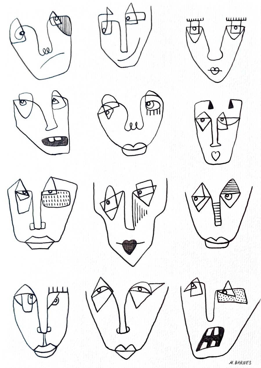 Abstract faces ,Original art, Outsider art ,Abstract art , Weird art, Faces 