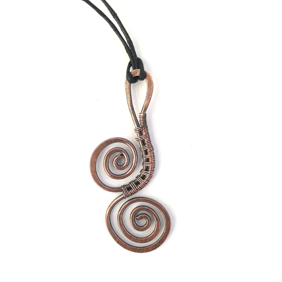 Copper Scroll Spiral Pendant, Copper Pendants, Christmas gifts
