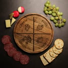 Round Charcuterie Board - Serving Platter for Cheese, Meat & Fruit