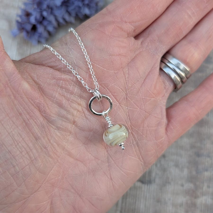 Sterling Silver Turquoise Lampwork Glass Necklace