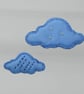 Set of 2 winter cloud hand embroidered hanging ornaments made from silk - Image 1