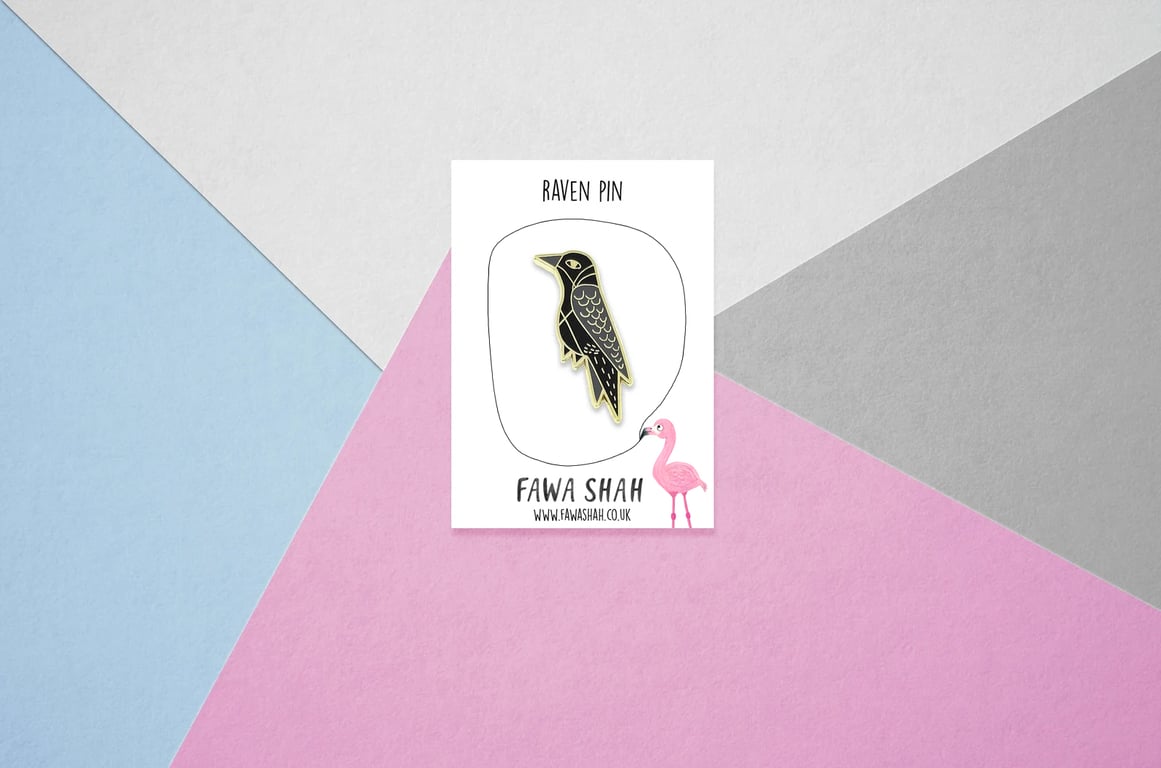Gold Raven Pin - Hard Enamel Pin - Jewellery