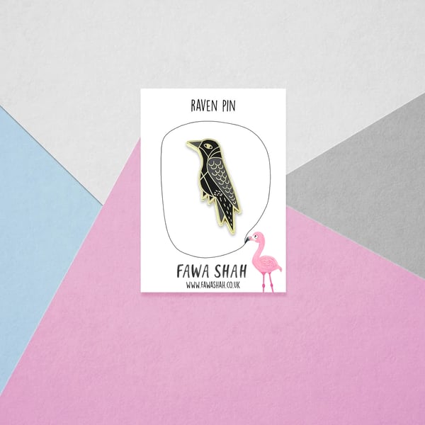 Gold Raven Pin - Hard Enamel Pin - Jewellery