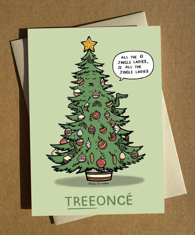Beyonce Cartoon Pun Christmas Card A6 - Destiny's Child Xmas Joke Greetings Card