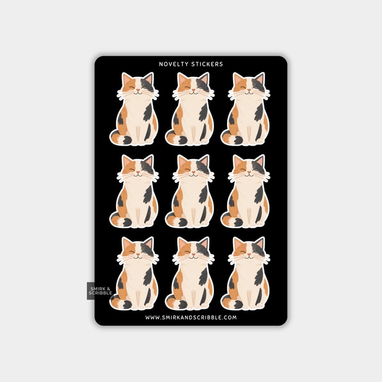 Funny Vinyl Sticker Sheet For Adults - Cute Cat