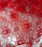 1 Metre Red Shimmer Floral Lace Fabric 115 cm Wide