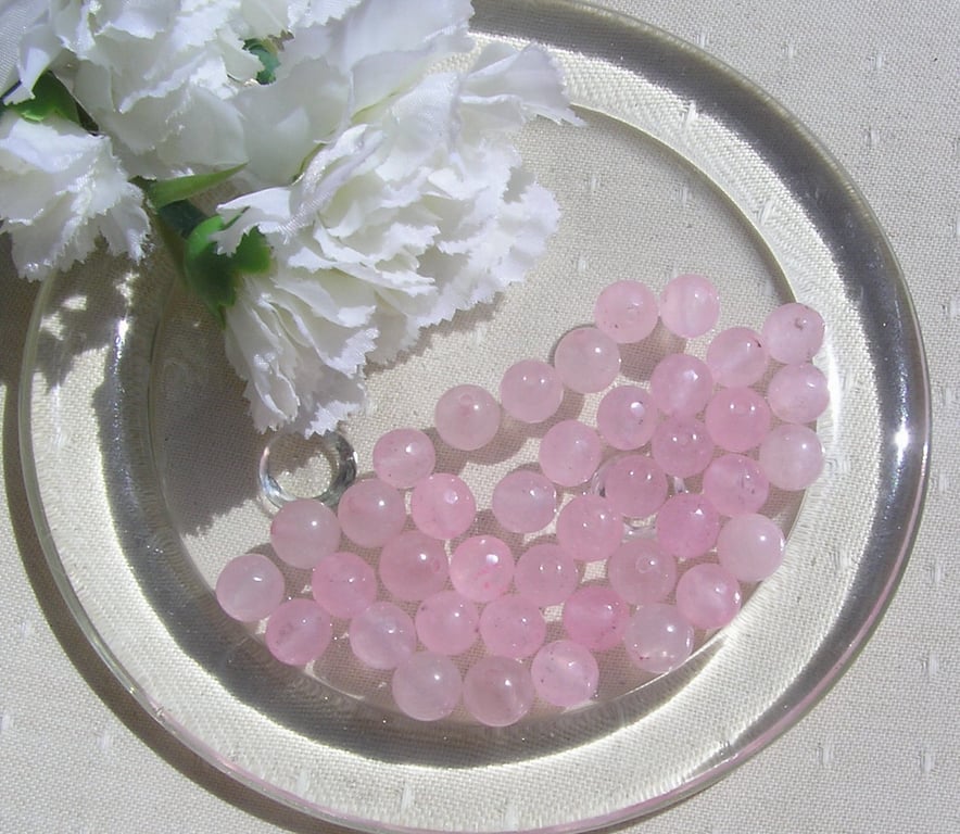 50 Rose Quartz 8mm Round Loose Beads - Free UK Postage