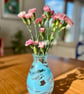Handblown One-of-a-Kind Clear Vase with Baby Blue Trail Detail - Image 2