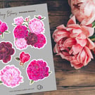 Peony Blooms Printable Sticker Sheet PDF Digital Product