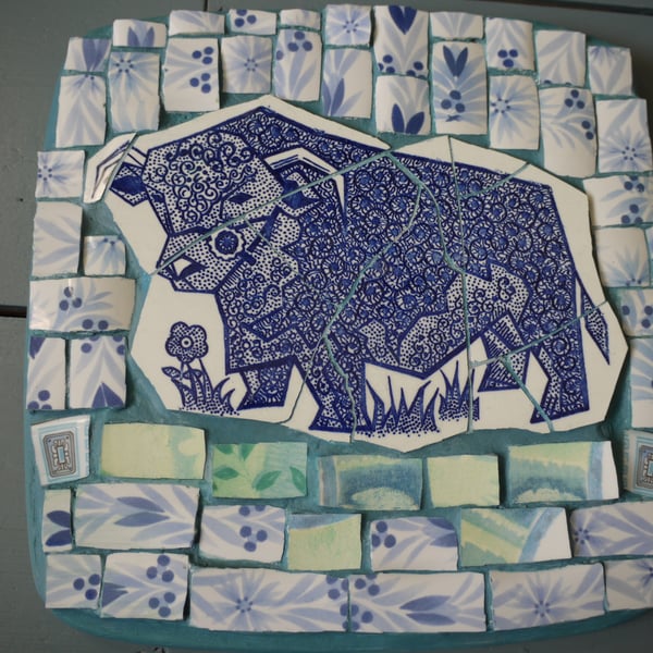 blue mosaic cow panel (price includes postage)