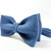 Mens Bow Tie - Dark Blue Irish Herringbone Tweed