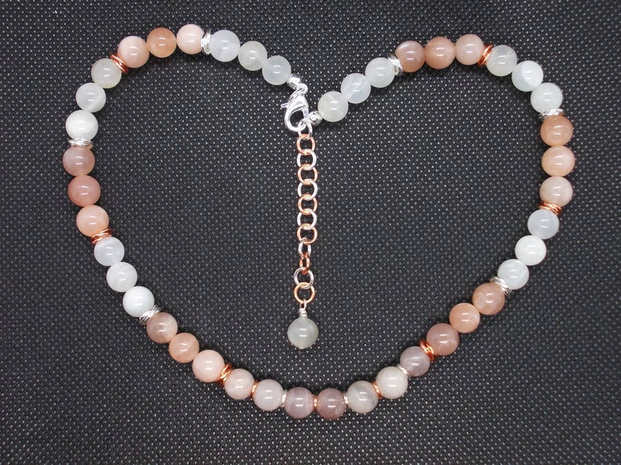 Multicolour moonstone choker