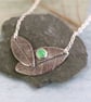 Silver Leaf Pendant with Chrysoprase Gem stone - Image 1