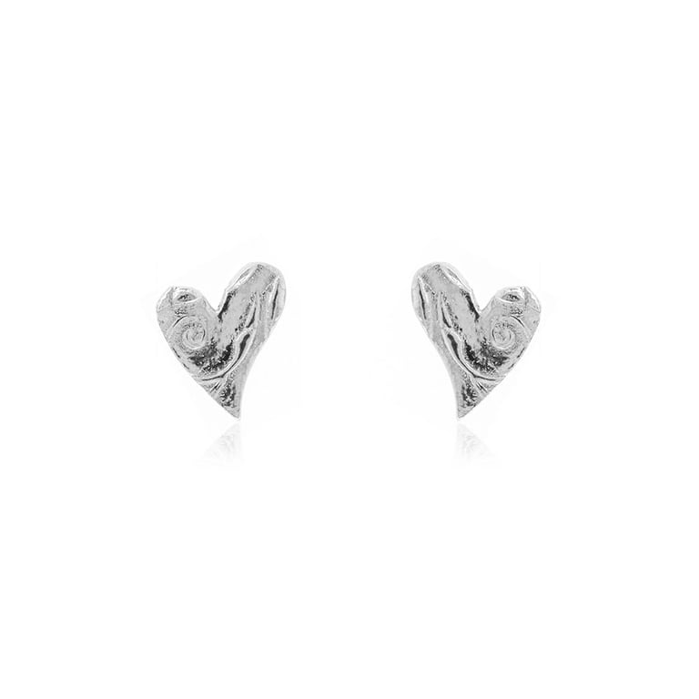 Silver Floral Heart stud earrings