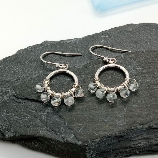 Topaz circle earrings sterling silver November birthstone