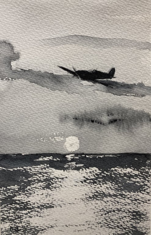 Coastal Patrol – original watercolour painting, mounted but unframed