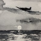 Coastal Patrol – original watercolour painting, mounted but unframed