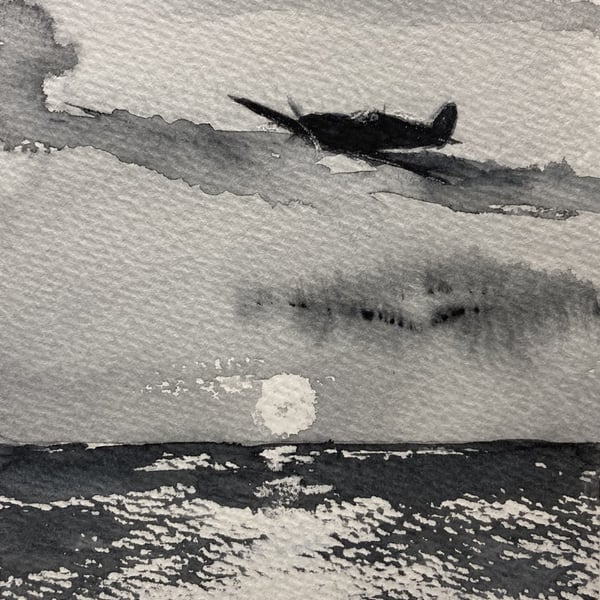 Coastal Patrol – original watercolour painting, mounted but unframed