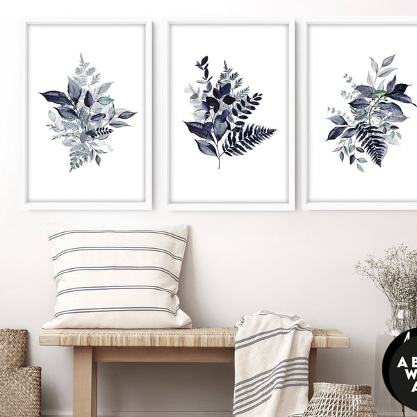 Home Decor Wall Art, Botanical Floral Set of 3 Posters, Minimalist Farmhouse Wal