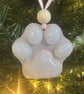 Pink Resin Paw Keepsake –  Hanging Ornament with Ribbon & Personalisatio