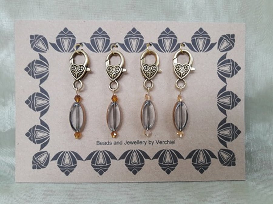 Set of four Beaded Stitch Markers for Crochet