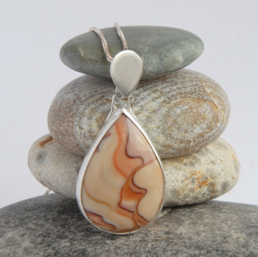 Arizona sandstone and sterling silver pear drop pendant