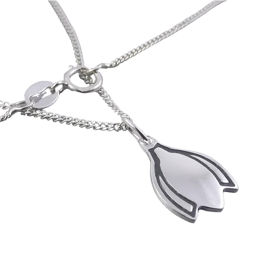 Snowdrop Pendant (Small), Handmade Silver Necklace